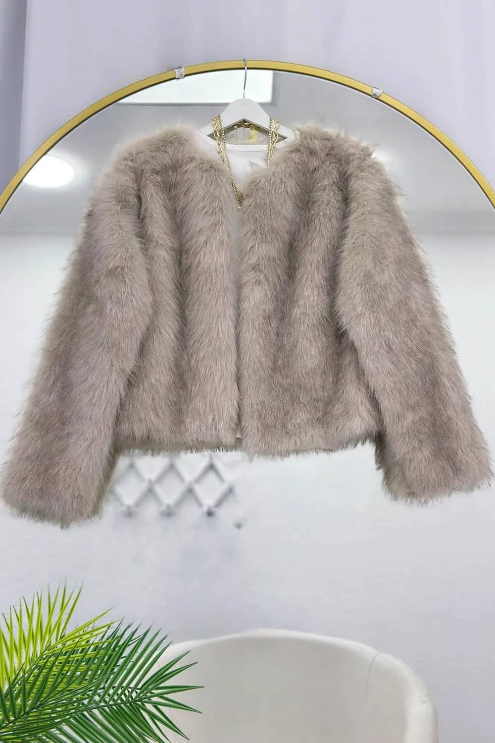 Peluche Kısa Boy Kürk Ceket – Vizon