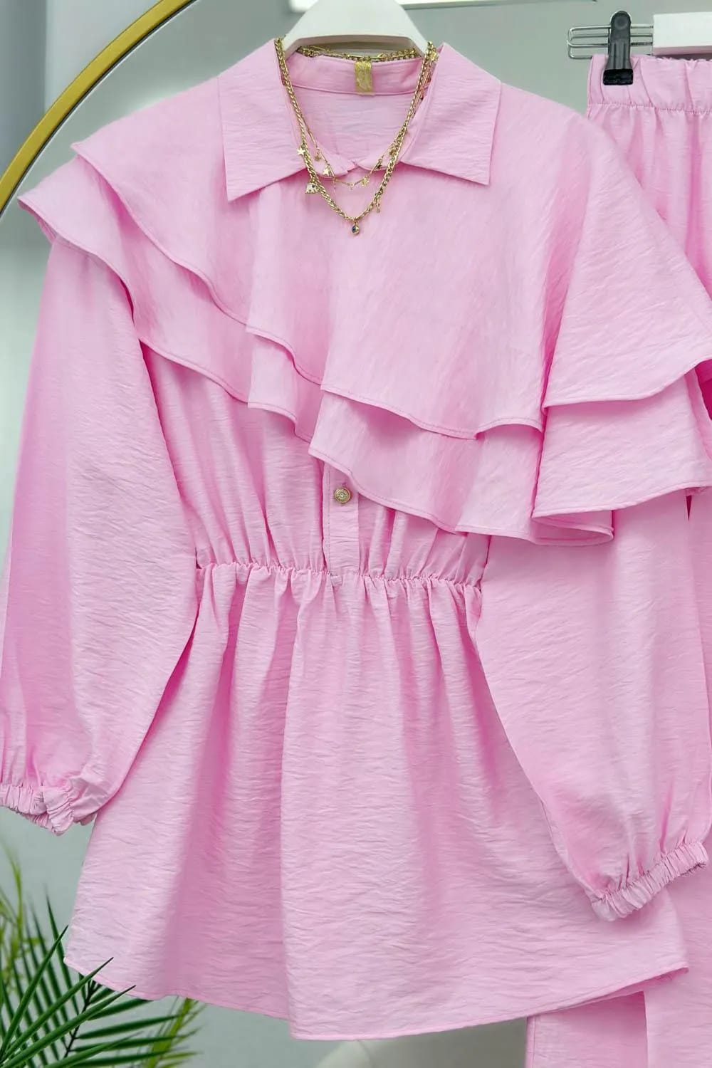 Akıcı Modal Pantolonlu Takım – Pembe