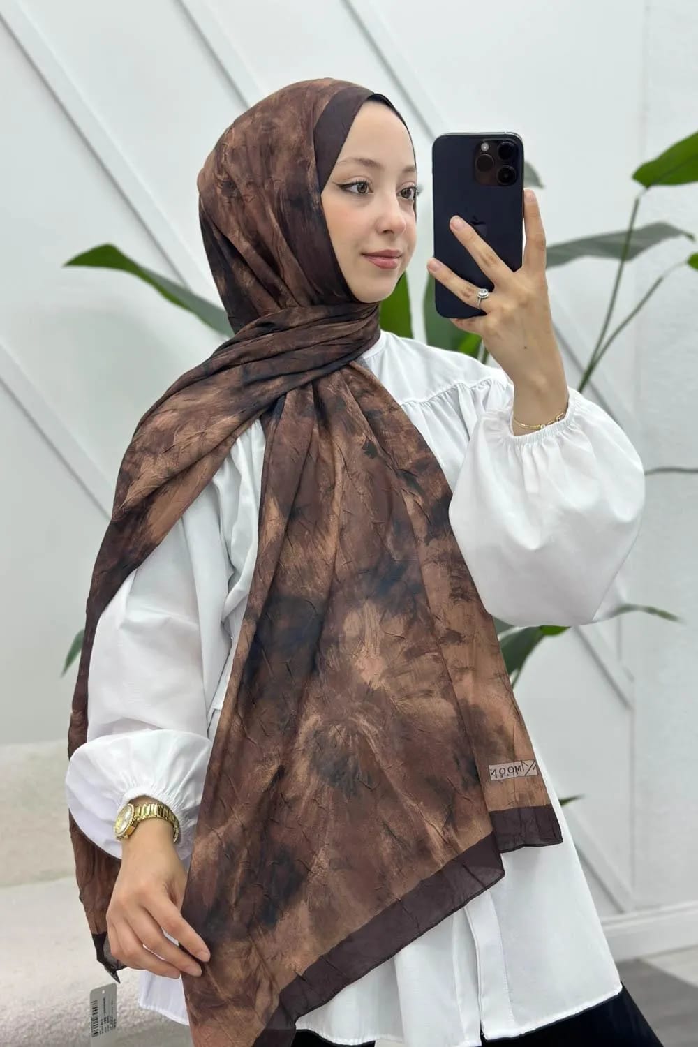 Brun Élégant Pamuk Soft Şal – Kahverengi