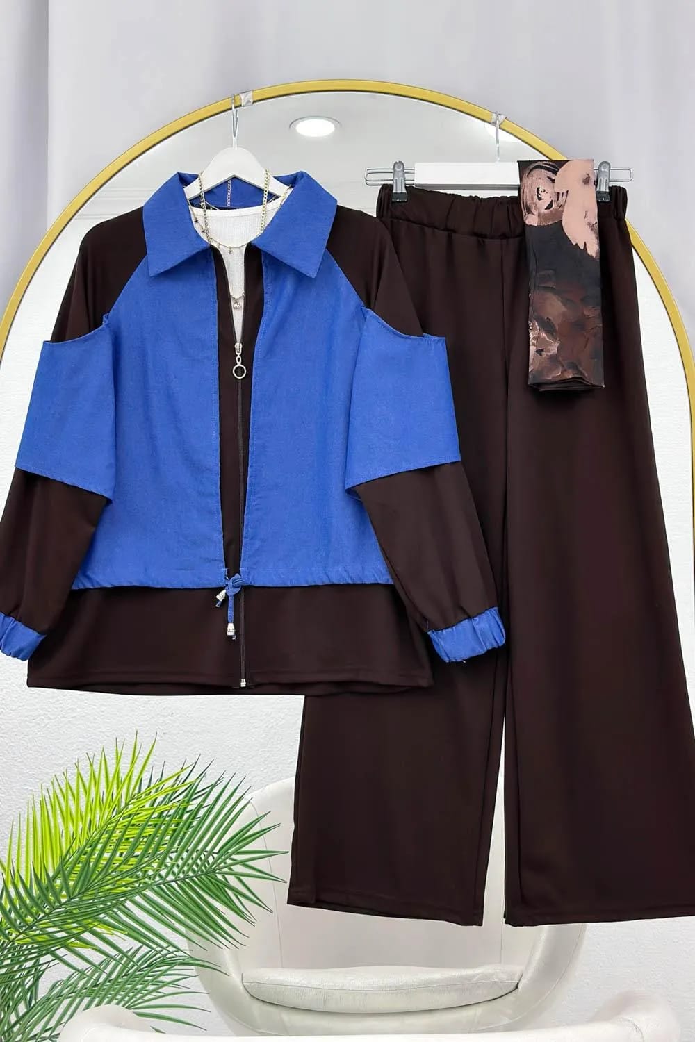 Denim Garnili Oysho İkili Takım – Kahverengi