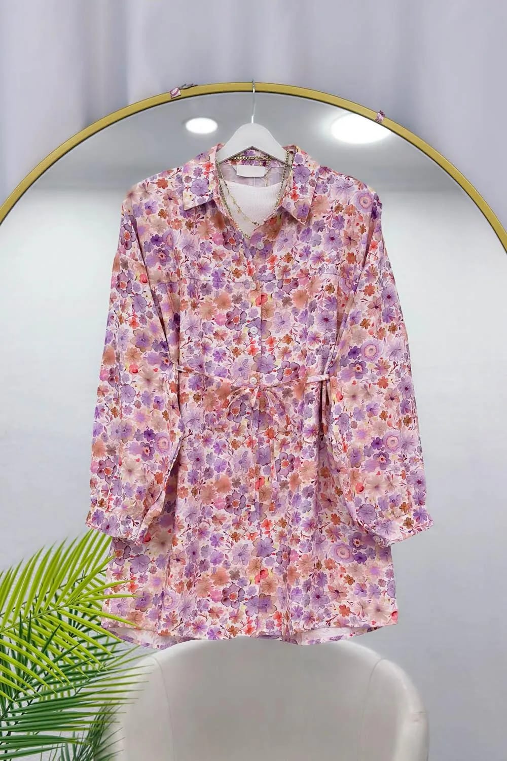 Dijital Baskılı Mango Kumaş Tunik – Mor