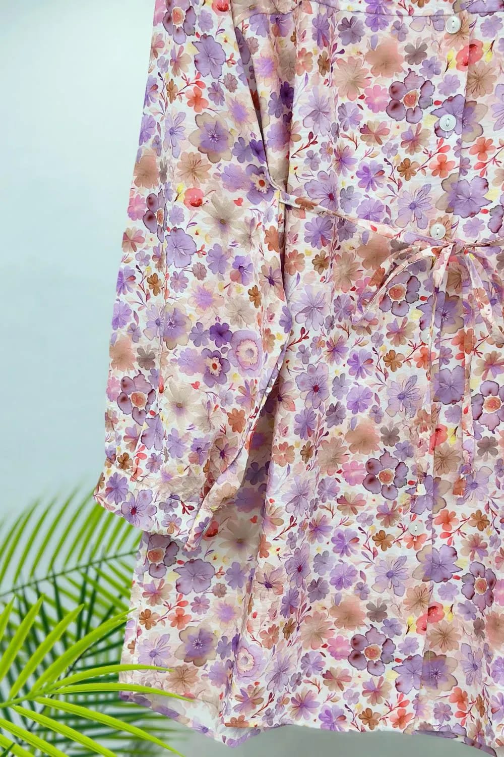 Dijital Baskılı Mango Kumaş Tunik – Mor