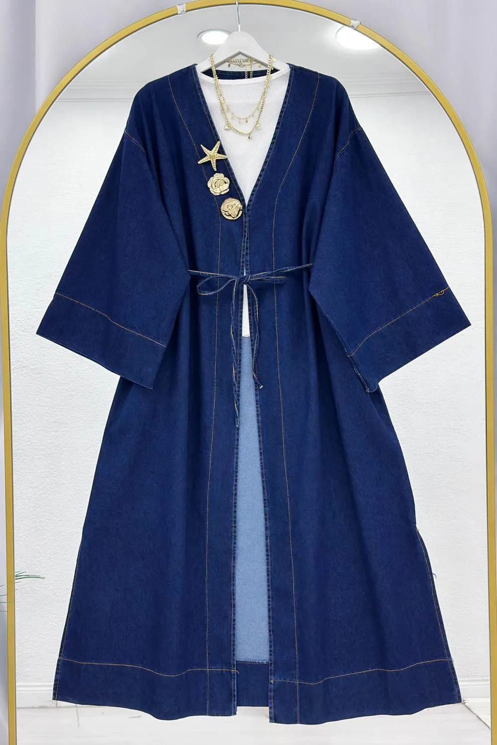 Étoile Broşlu Denim Kap – Kot Mavi
