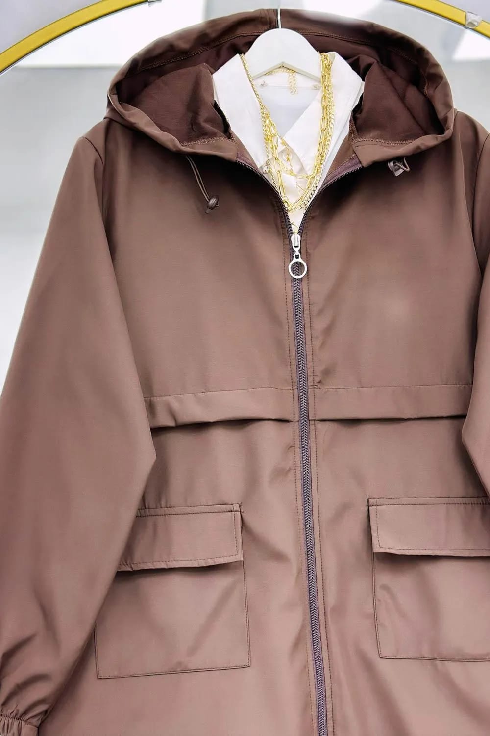 Imperméable Kapüşonlu Bondit Yağmurluk – Kahverengi