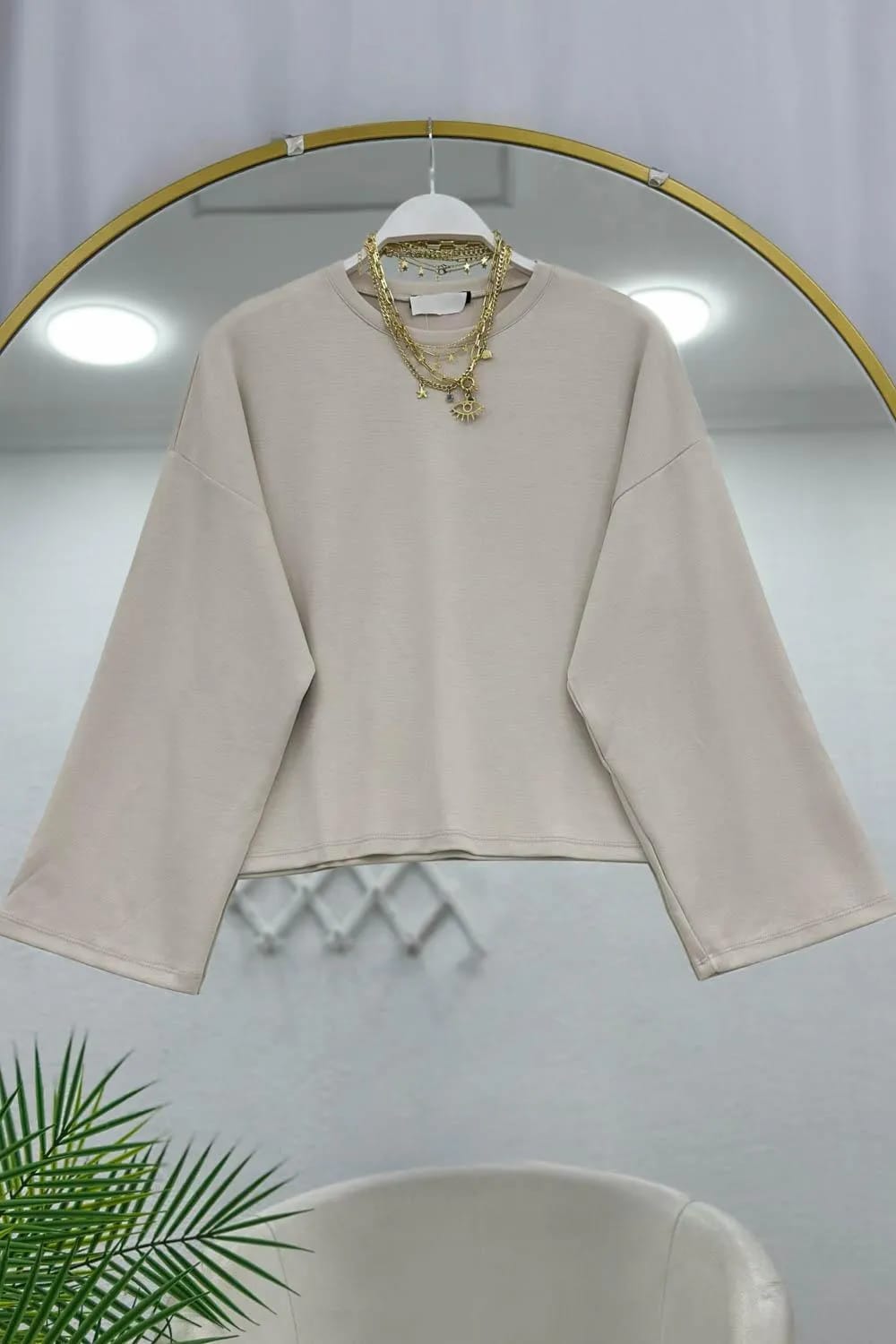 Minimal Bisiklet Yaka Basic Bluz – Taş
