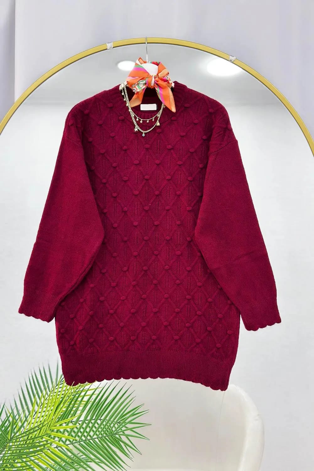 Nid D'Abeille Petek Desen Kazak – Bordo