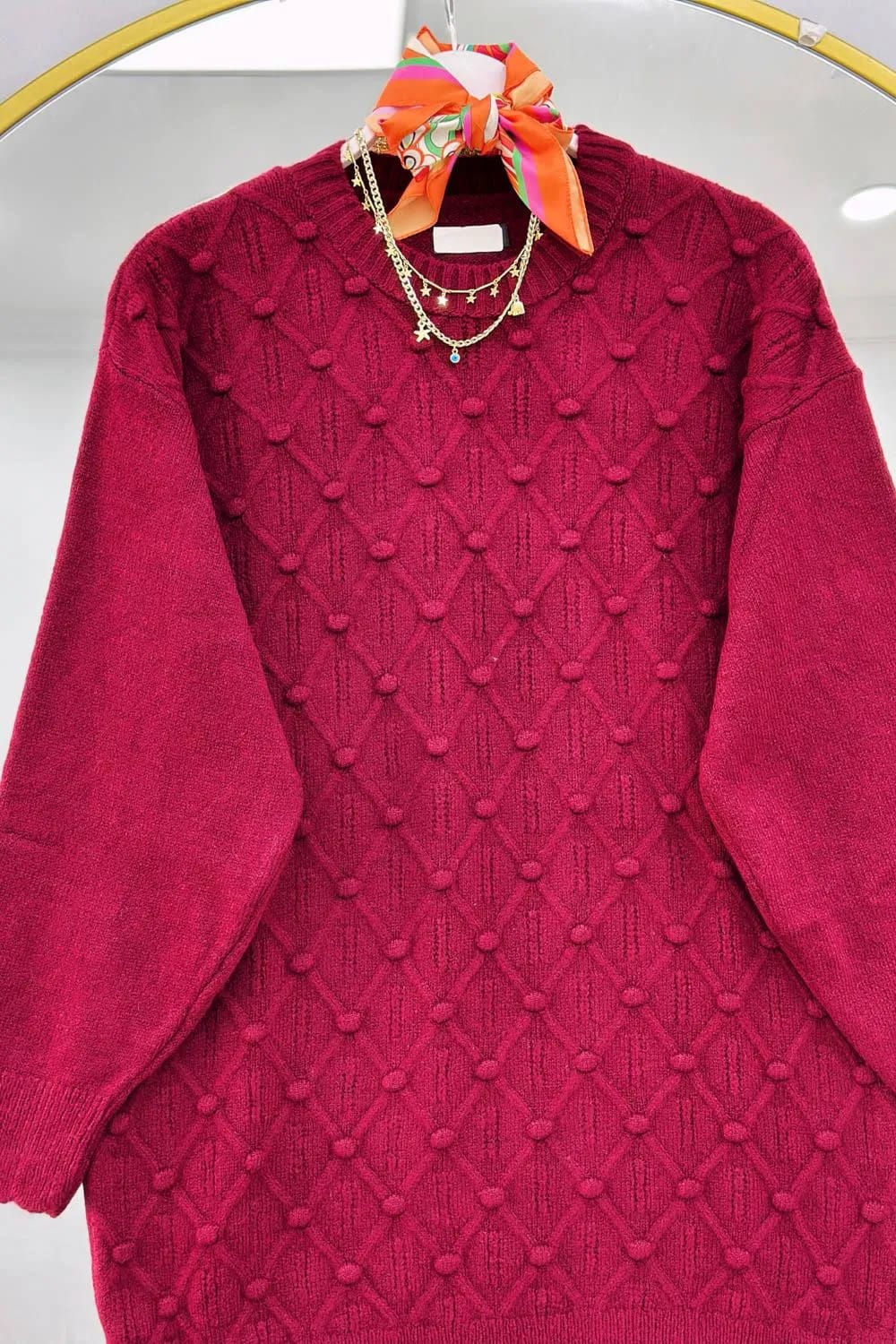 Nid D'Abeille Petek Desen Kazak – Bordo