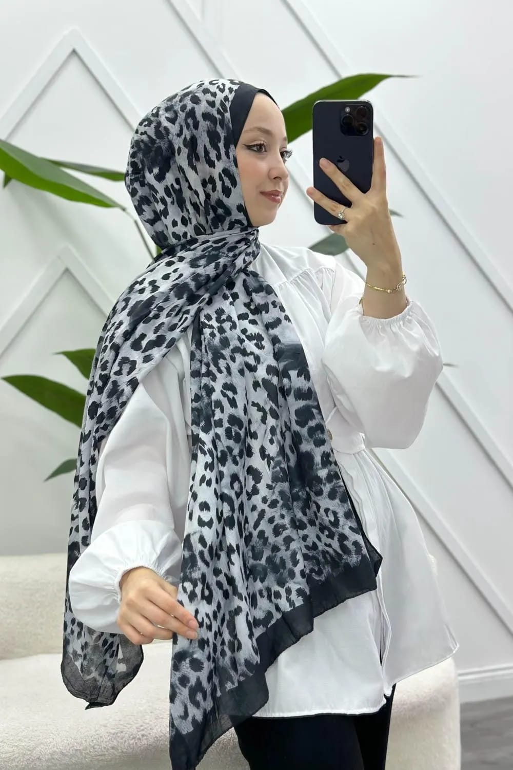 Savane Desenli Soft Şal – Siyah