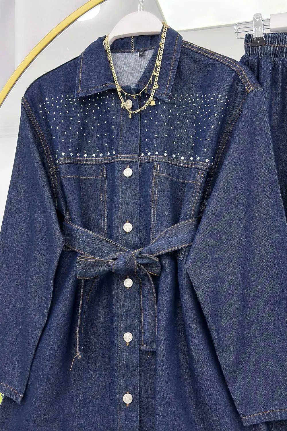 Taş Serpme Denim Takım – Lacivert